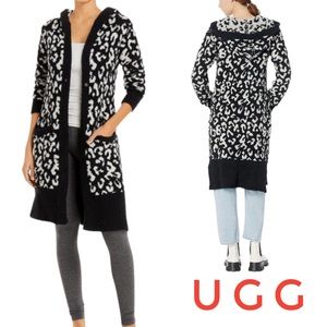 Nwt UGG Judith Cream Black Leopard Cardigan M/L